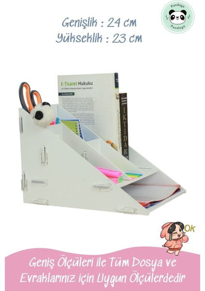 Masaüstü Ahşap Dosya Düzenleyici A4 Evrak Rafı Dosyalık Model 4