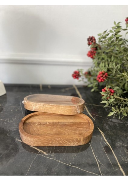 Luxury Ahşap Mum Tabağı Banyo Organizeri 1 Adet Küçük Ahşap Tepsi Dekoratif Stand 1 Adet