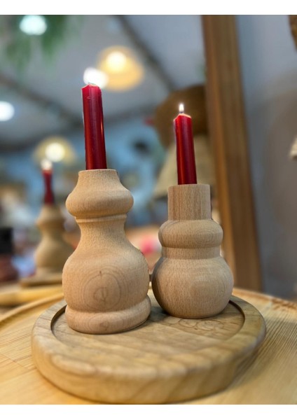 Luxury Ahşap Şamdan Dekoratif Mumluk Şamdan Mumluk 1 Adet