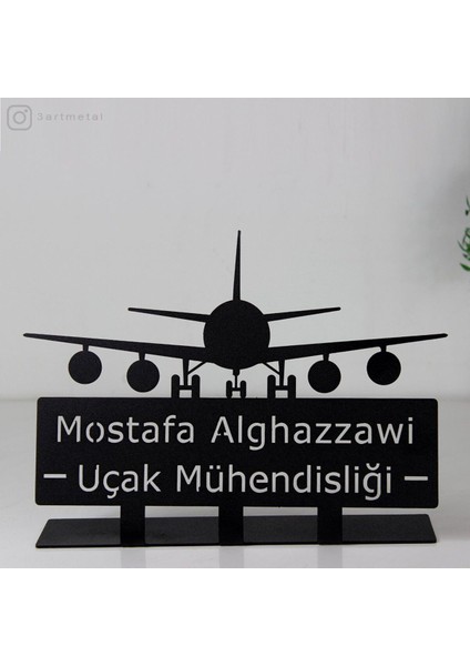 Luxury Uçak Mühendisi Masaüstü Isimlik - Metal Masa Isimliği - Kişiye Özel Isimlik 1 Adet