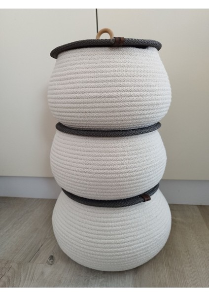 Luxury Üçlü Takım Jüt Ip Beyaz Sepet Kapaklı Organizer 20X12 22X12 25X15 1 Adet fiyatları