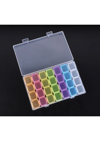 Luxury Renkli 28 Bölmeli Plastik Organizer Kutu Dikiş Kutusu Takı Kutusu Düzenleyici Kutu 1 Adet