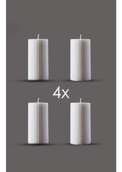 Luxury Dörtlü 5mm 10 cm Beyaz Mum 1 Adet