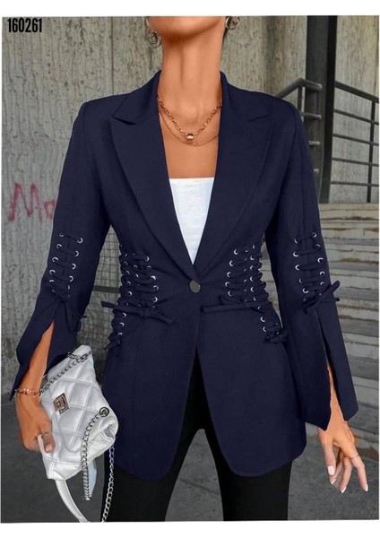 Bağcık Detaylı Tasarım Ceket-Son Görsel Hediyemizdir