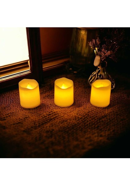 Luxury 14 Şubat Sevgililer Gününe Özel Ledli Mum Tealight Işıklı Dumansız Alevli Sarı Pil Dahil 3 Adet 1 Adet