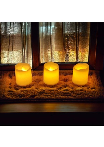 Luxury 14 Şubat Sevgililer Gününe Özel Ledli Mum Tealight Işıklı Dumansız Alevli Sarı Pil Dahil 3 Adet 1 Adet