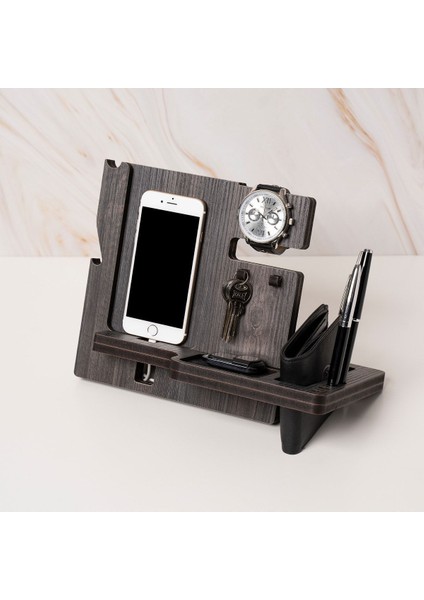 Luxury Ahşap Telefon Standı Saat Cüzdan Standı Masaüstü Düzenleyici Şarj Standı Aksesuar Standı MD06A 1 Adet fiyatları