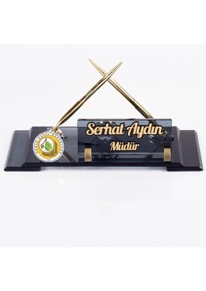 Luxury Kurumlara Özel Logo Baskılı Masa Isimliği Elit Kristal Ofis Masaüstü Isimlik 1 Adet