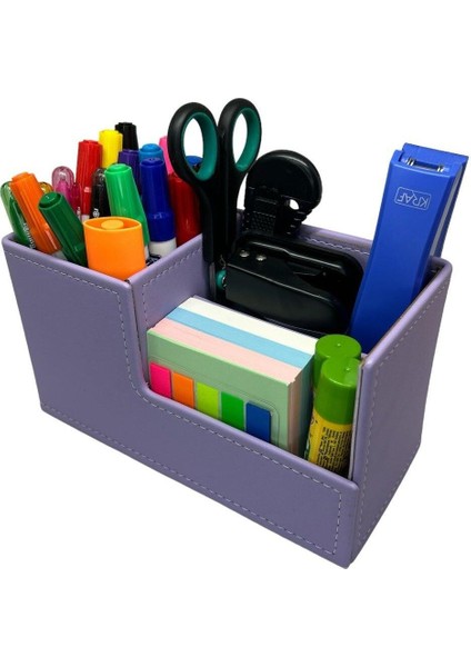 Luxury Masaüstü Deri Organizer Kalemlik (Beyoğlu Serisi) - Pastel Lila 1 Adet