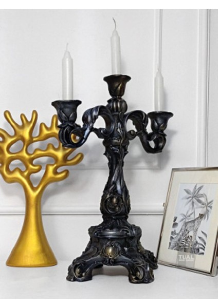 Luxury Dekoratif Klasik Üçlü Şamdan 37X25 cm 1 Adet fiyatları