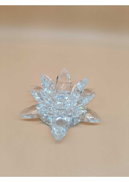 Luxury Kristal Taş Nilüfer Çiçeği Mumluk Şamdan 1 Adet