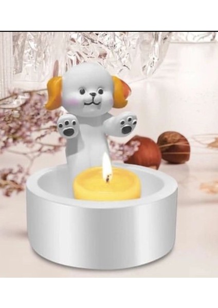 Luxury Dekoratif Üşüyen Kedi ve Köpek Mumluk 1 Adet