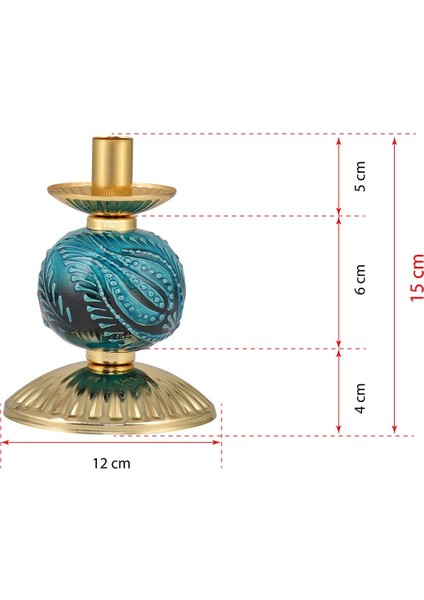 Luxury Tekli Yeşil Çinili Mumluk Gold Dekoratif Eşya 1 Adet