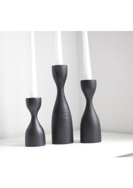 Luxury Doğal Ahşap Şamdan Seti 17.5cm & 15CM & 12.5 , El Yapımı, Rustik Dekoratif 3'lü Mumluk Modern 1 Adet