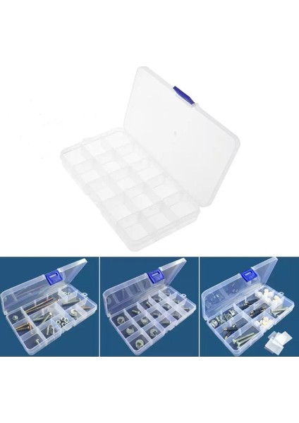 Luxury 15 Bölmeli Ayarlanabilir Plastik Organizer Kutu Dikiş Kutusu Takı Kutusu Düzenleyici Kutu 1 Adet
