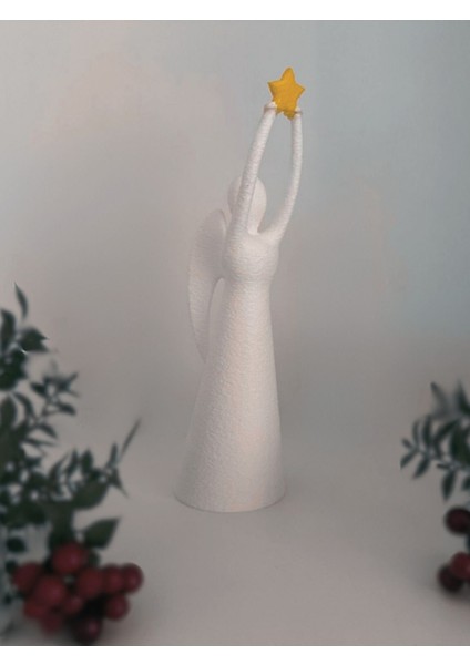 Luxury 3D Baskı Yıldızlı Şans Melekleri Yılbaşı Hediyelik Dekoratif LED Mumluk 1 Adet