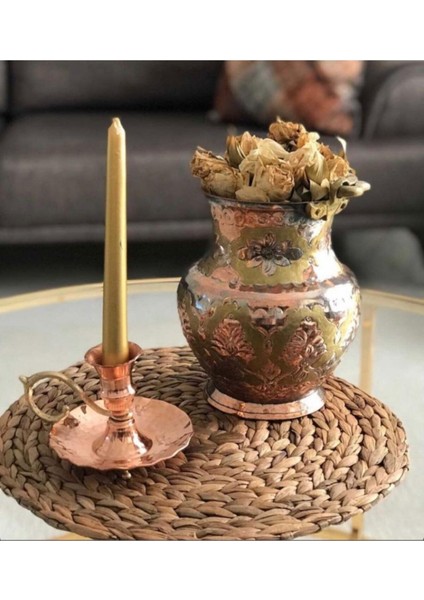 Luxury Bakır Fırfırlı Şamdan&mumluk Parlak 1 Adet