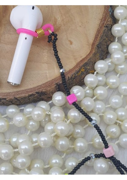 Luxury Zincir-Küp Doğal Taş-Kristal Airpods Askısı-Yeni Nesil Kulaklık Zinciri-Hediyelik 1 Adet