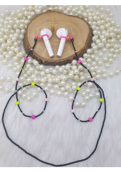 Luxury Zincir-Küp Doğal Taş-Kristal Airpods Askısı-Yeni Nesil Kulaklık Zinciri-Hediyelik 1 Adet