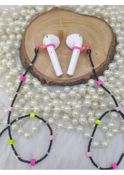 Luxury Zincir-Küp Doğal Taş-Kristal Airpods Askısı-Yeni Nesil Kulaklık Zinciri-Hediyelik 1 Adet