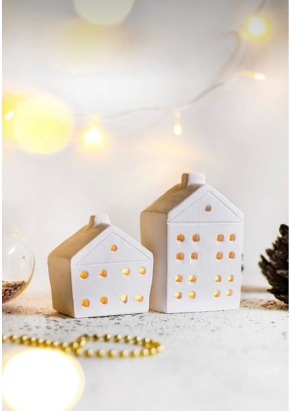 Luxury 2’li Beyaz Ev Dekoru Mumluk, Dekorasyon Mumluk 1 Adet