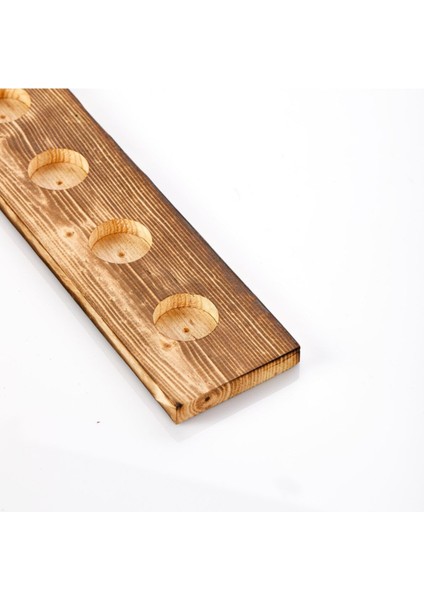 Luxury Ahşap 2 Adet Eskitme 4'lü Mumluk 1 Adet
