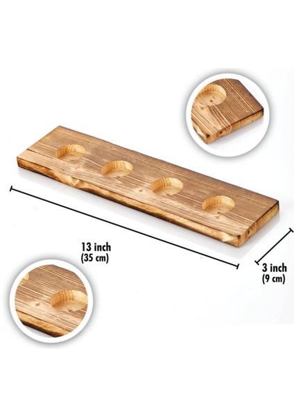 Luxury Ahşap 2 Adet Eskitme 4'lü Mumluk 1 Adet