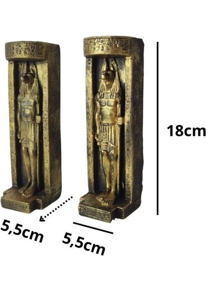 Luxury Dekoratif Seramik Konsept 2'li Antik Mısır Figürlü Anubis Mumluk&tütsülük 1 Adet