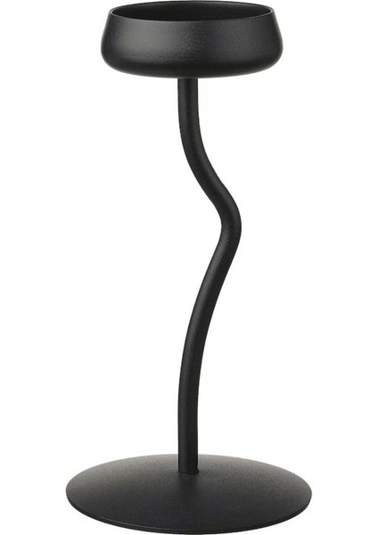Luxury 24 cm Siyah Çelik Şamdan Sütun Mumluk 1 Adet