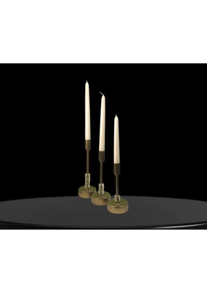 Luxury Üçlü Metal Mumluk Eskitme Boyalı 1 Adet