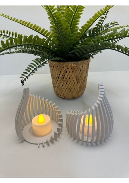 Luxury 3D Baskı Beyaz Damla Şeklinde Mumluk 1 Adet fiyatları
