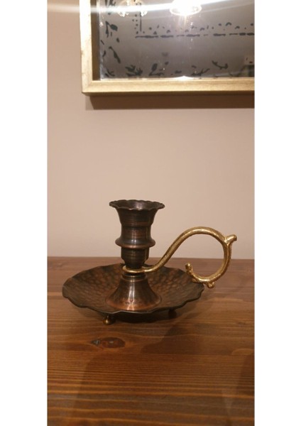Luxury Bakır Vintage Tek Kulplu Şamdan Şinanay 1 Adet