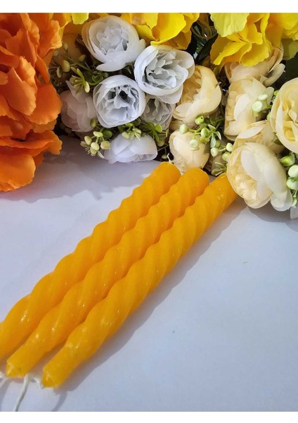 Luxury 3 Lü Burgu Turuncu Mum Şamdan Dekor Yılbası Özel Gün Mumu 1 Adet