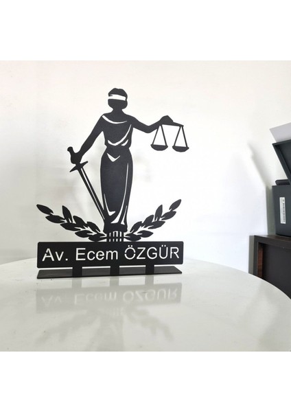 Luxury Kişiye Özel Avukat Masaüstü Isimlik - Metal Masa Isimliği - Hediye Ofis Isimlik 1 Adet