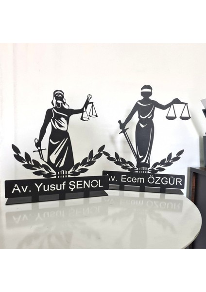 Luxury Kişiye Özel Avukat Masaüstü Isimlik - Metal Masa Isimliği - Hediye Ofis Isimlik 1 Adet