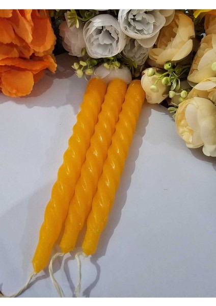 Luxury 3 Lü Burgu Turuncu Mum Şamdan Dekor Yılbası Özel Gün Mumu 1 Adet