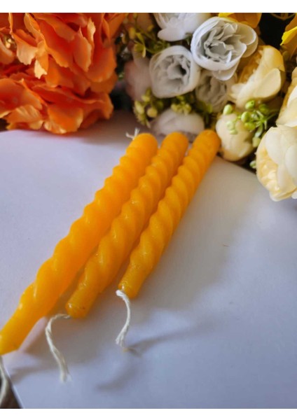 Luxury 3 Lü Burgu Turuncu Mum Şamdan Dekor Yılbası Özel Gün Mumu 1 Adet