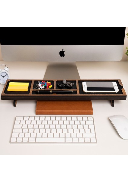 Luxury Ahşap Masaüstü Organizer Ofis Masa Düzenleyici Kalemlik Telefon Şarj Standı Ceviz MD03C 1 Adet modelleri