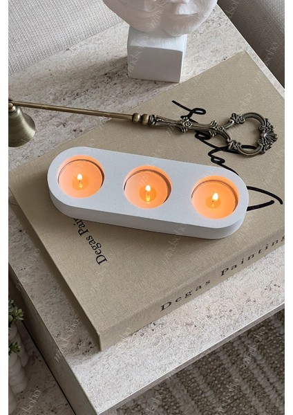 Luxury Vernikli(Wax) Dekoratif Kum Desenli 3’lü Tealight Mumluk 1 Adet