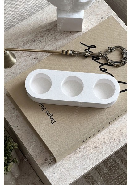 Luxury Vernikli(Wax) Dekoratif Kum Desenli 3’lü Tealight Mumluk 1 Adet