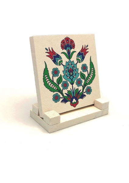 Luxury Osmanlı Çini Deseni Baskılı Doğaltaş Masaüstlük 10X10 Kd-42 1 Adet