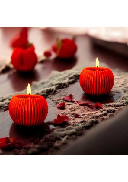 Luxury Modern Dekoratif Yuvarlak Kırmızı 2'li Mumluk 1 Adet