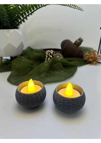 Luxury Mumluk Geometrik Desenli 2'li 3D Baskı 1 Adet