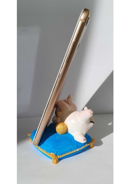 Luxury Sevimli Kedi Figürlü Telefon Tutacağı Telefon Standı,kedi Konsept Masa Üstü Telefon Tutucu-Mavi 1 Adet modelleri