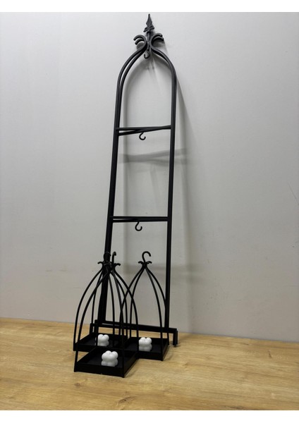 Luxury Portatif Metal Mumluk/ 3 Adet Mumluk ve Standı/ 3 Katlı Fener Standı 1 Adet