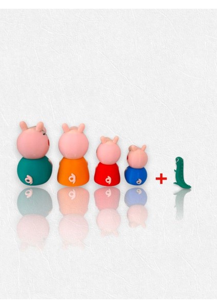 Luxury Peppa Pig Action Figure Domuz Peppa Ailesi Oyuncak Set + Dinozor 1 Adet