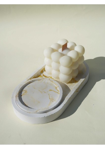 Luxury Mermer Desenli Dekoratif Beton Oval Organizer 1 Adet fiyatları