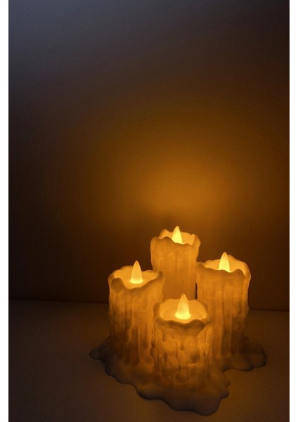 Luxury Dekoratif Işıklı Mum 4lü Tealight Mumluk Dumansız Günışığı Pilli Dekoratif LED Mum 1 Adet fırsatları