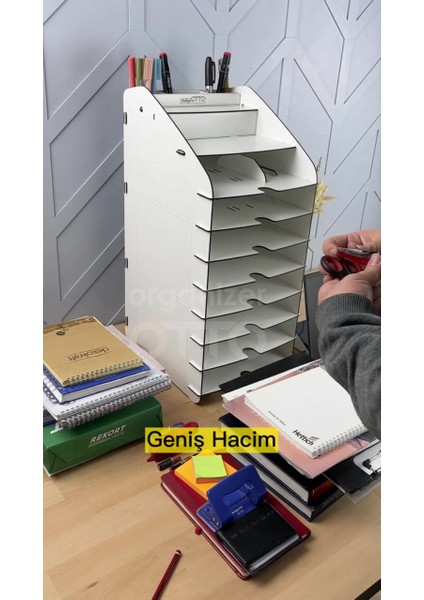 Luxury Design Otto Tower Masaüstü Organizer 10 Kat A4 Evrak Rafı 1 Adet