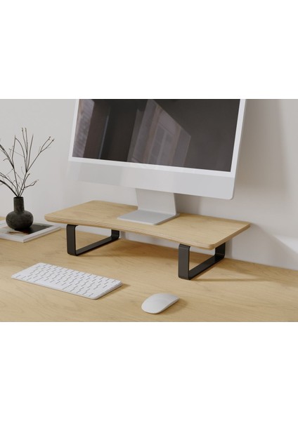 Luxury Doğal Ahşap Monitör Yükseltici Monitor Altlığı Monitör Sehpası Curve Tek Monitör 1 Adet